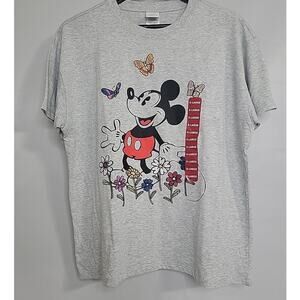 Disney Mickey Mouse Licensed Ladies Character Tee With Embroidery Size XL Gray